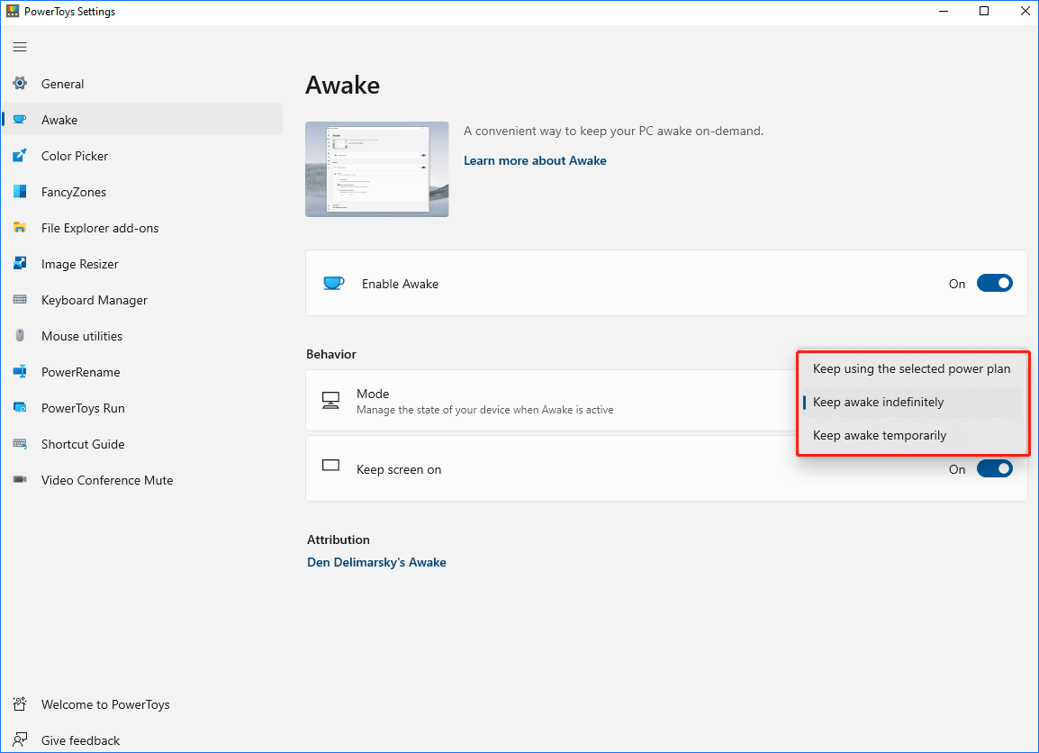 keep Windows 11 awake with PowerToys