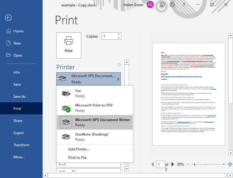 print by Microsoft XPS Document Writer