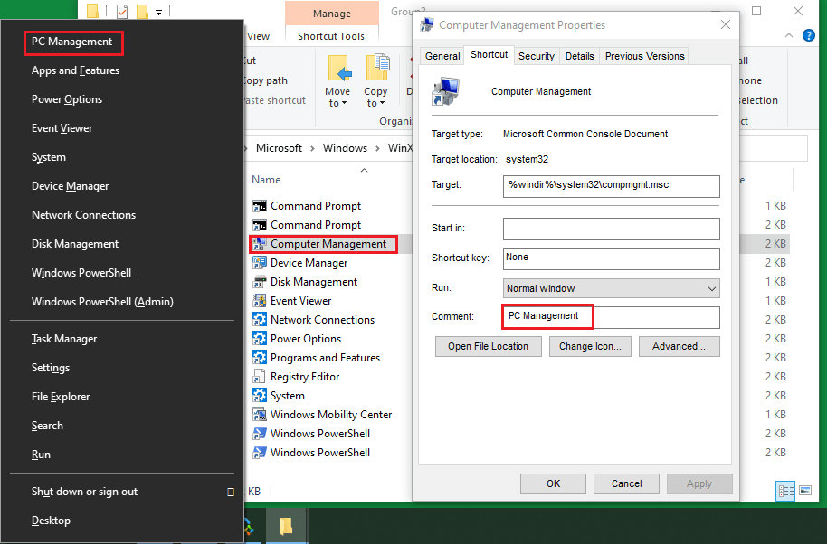 rename quick line menu shortcut