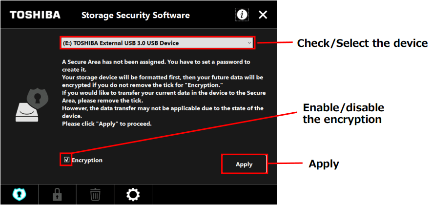 select device to configure password protection