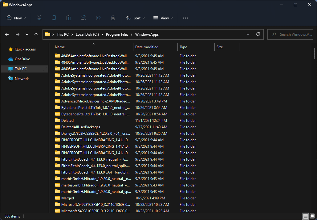 open the WindowsApps folder