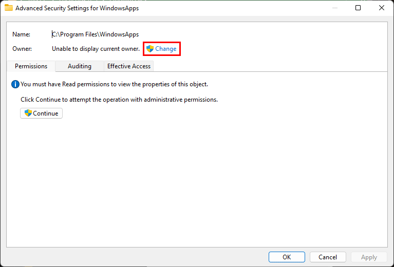 click Change