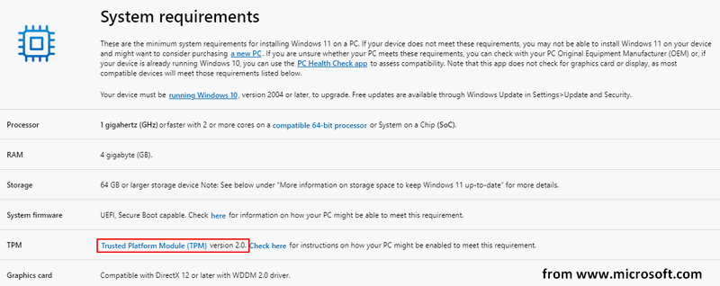 Windows 11 needs TPM 2.0