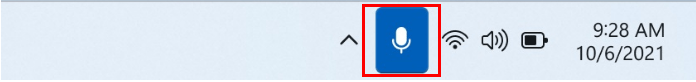 the microphone icon in the taskbar Windows 11
