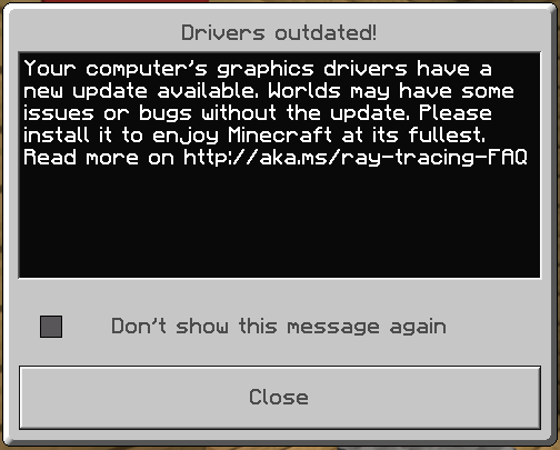 Minecraft Drivers Outdated