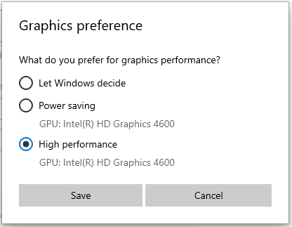 set GPU to high performance for Minecraft