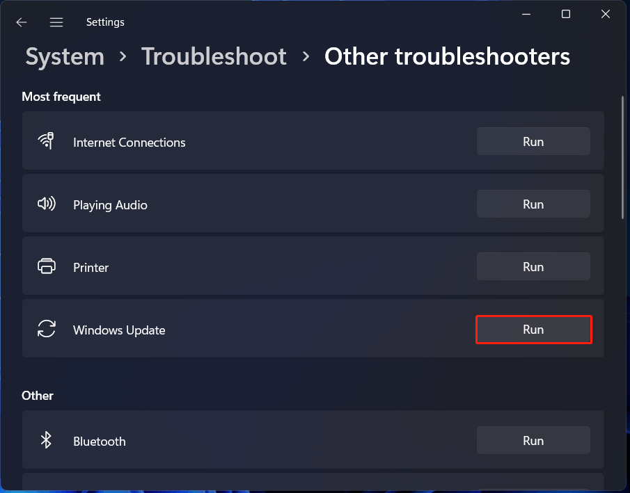 Windows 11 Update troubleshooter
