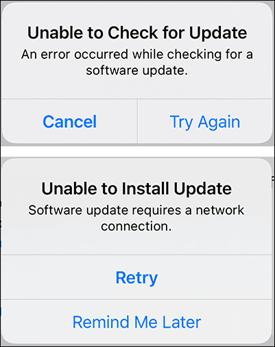 iPhone update errors