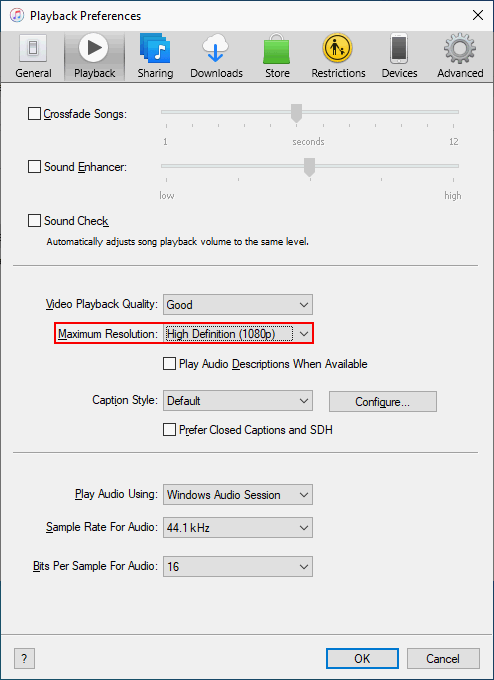 Change resolution to 1080p