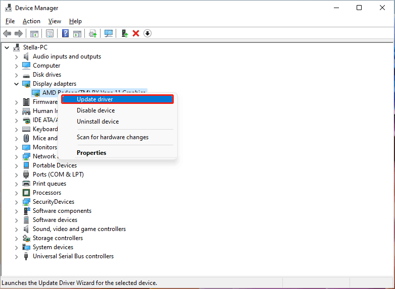 update display driver