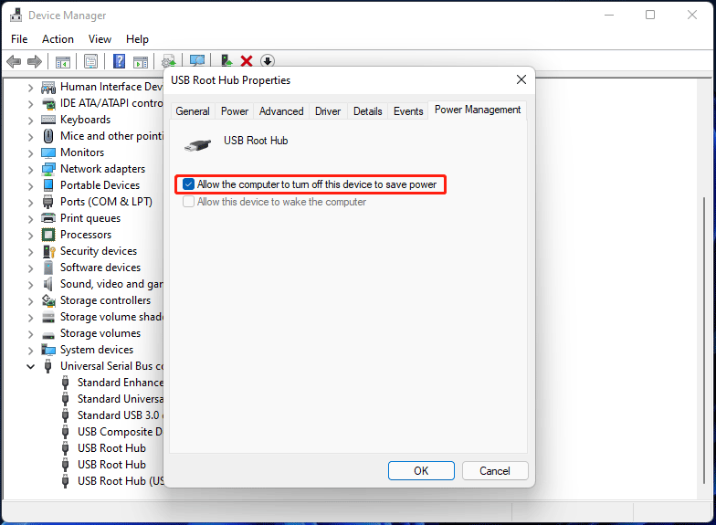 change power management settings