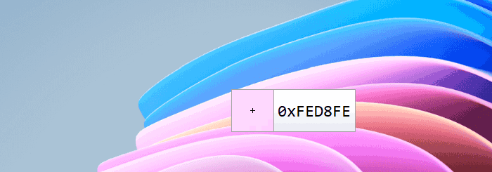 the hex code is showing up
