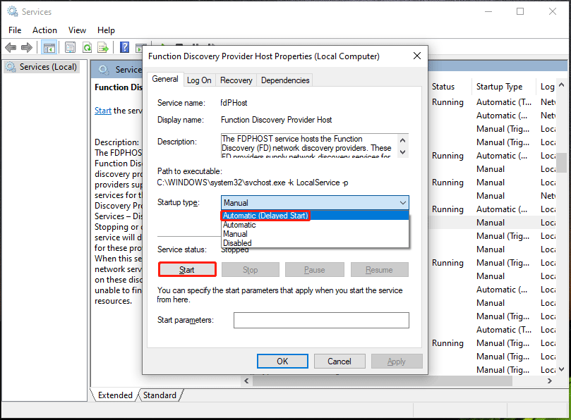 restart Function Recovery Provider Host