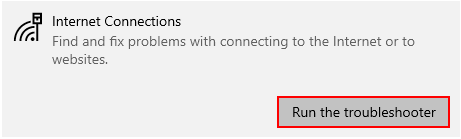 Run Internet Connections troubleshooter