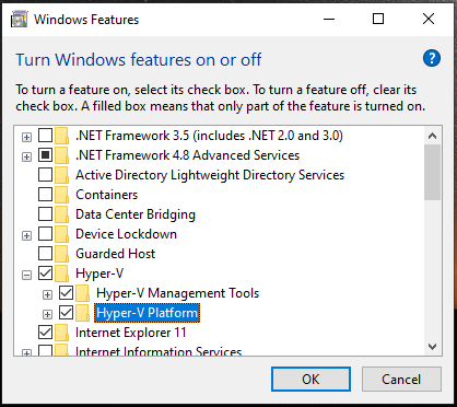 install Hyper-V features