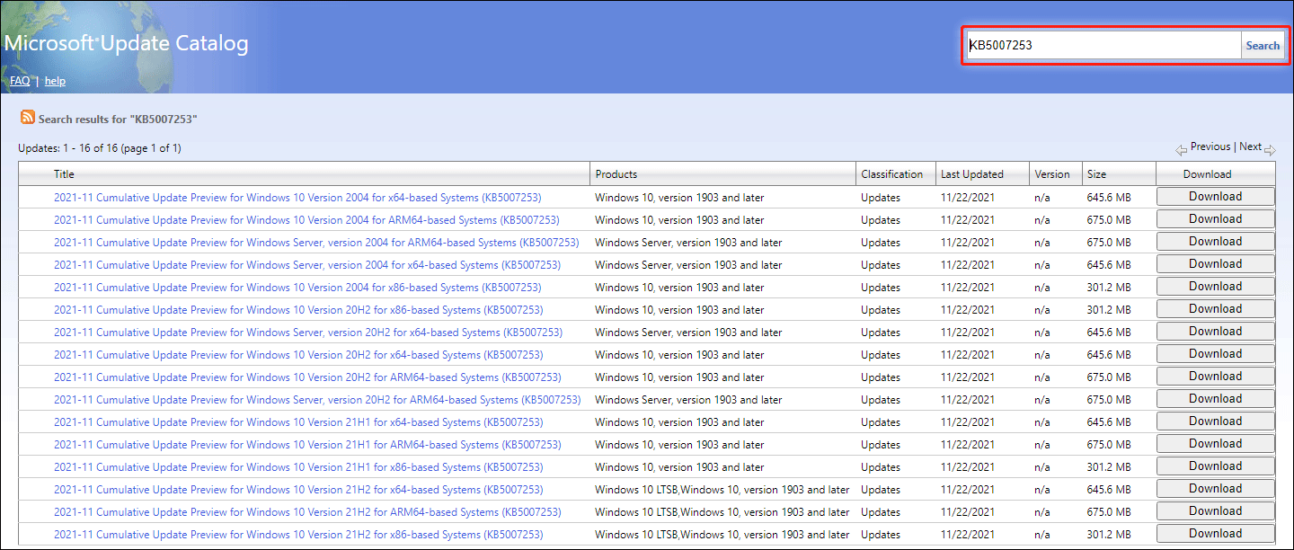 download Windows 10 KB5007253