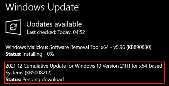 Windows 10 KB5008212 for Windows 10 21H1