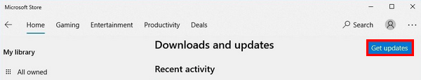 Get updates Microsoft Store