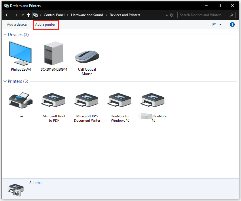 add brother printer to PC
