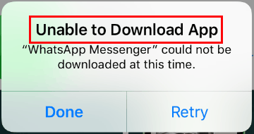 Unable to download app error message