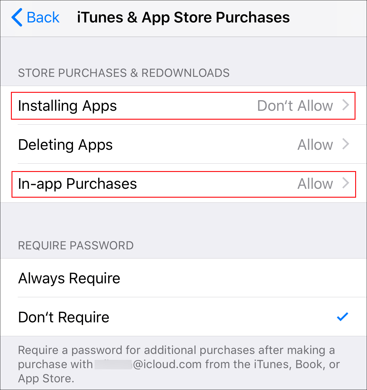 allow installing apps and purchasing apps