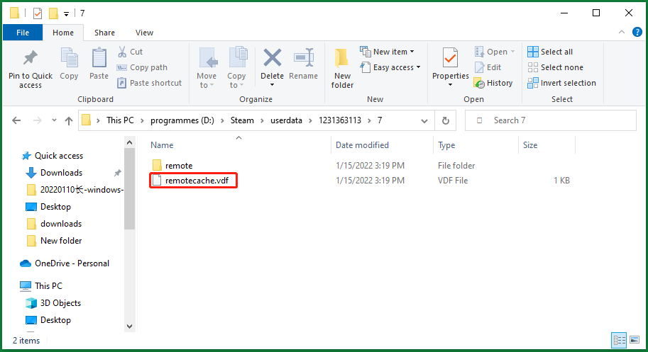 delete Steam remotecache.vdf file