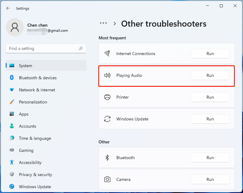 run audio troubleshooter Windows 11