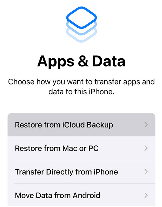 restore from iCloud Backup