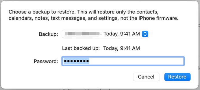 restore from iTunes backup