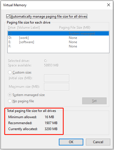 virtual memory in Windows 