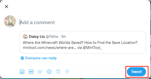 click the Tweet button