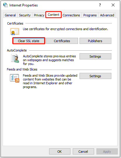 click Clear SSL state