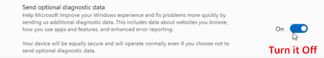 Don’t send diagnostic data to Microsoft