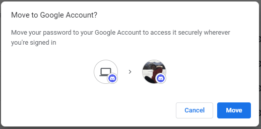 confirm moving password to Google account