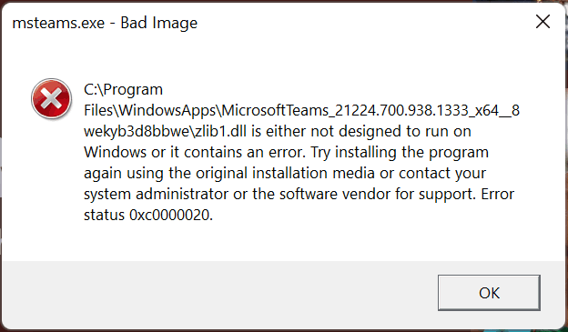 error status 0xc0000020 Windows 11