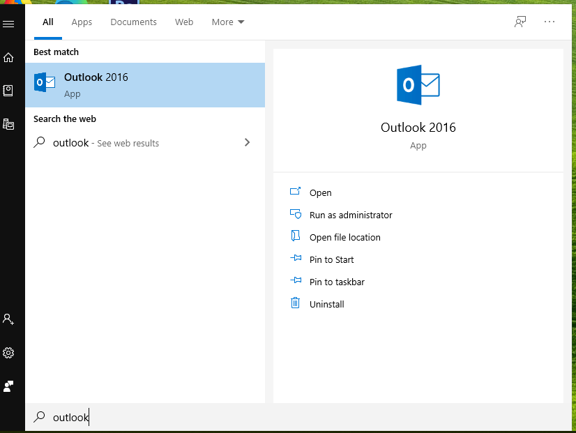 open Outlook app on Windows