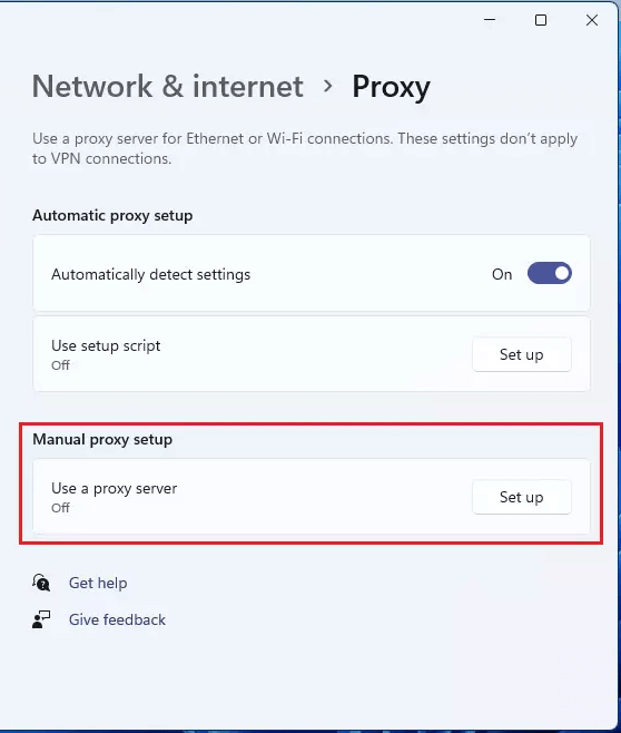 manually set up proxy for Windows 11