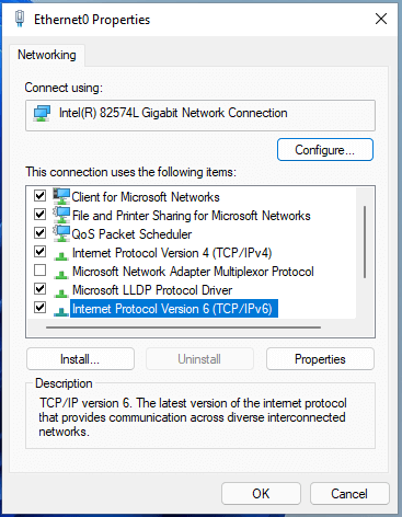 view IPv6 properties