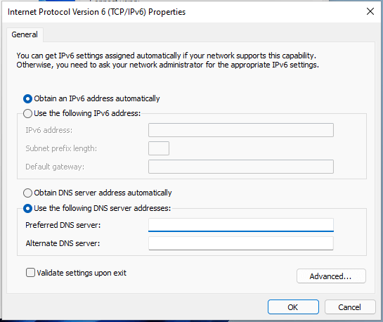 change your DNS server addresses