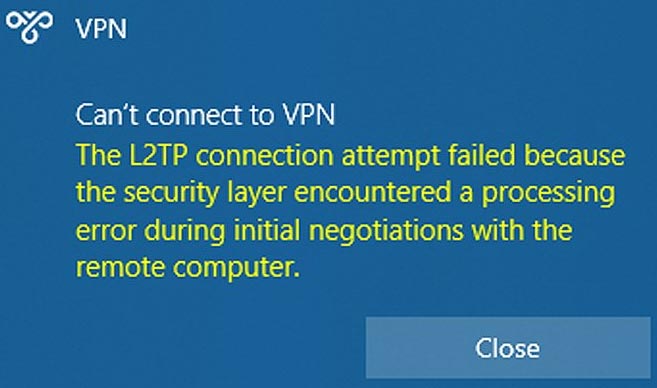 L2TP connection failed