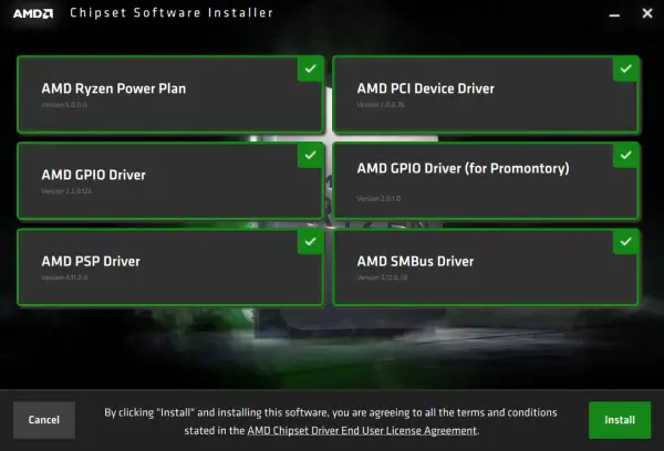 install AMD chipset driver package