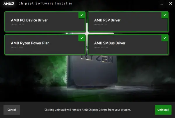 uninstall AMD chipset drivers