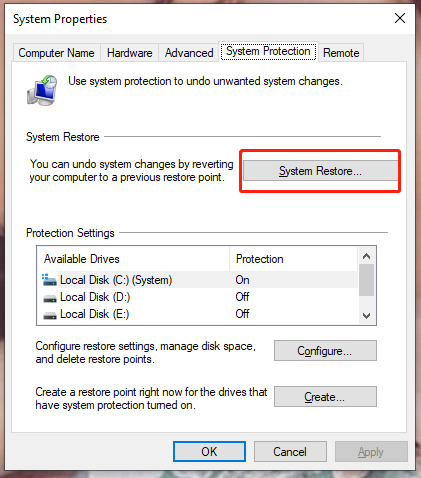 click system restore