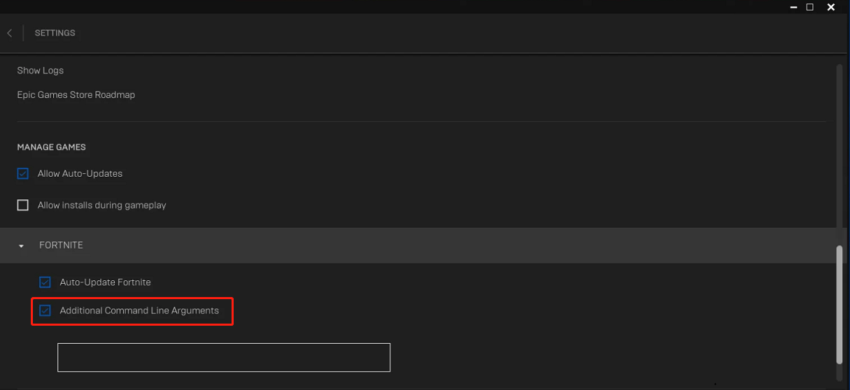 change Additional Command Line Arguments value