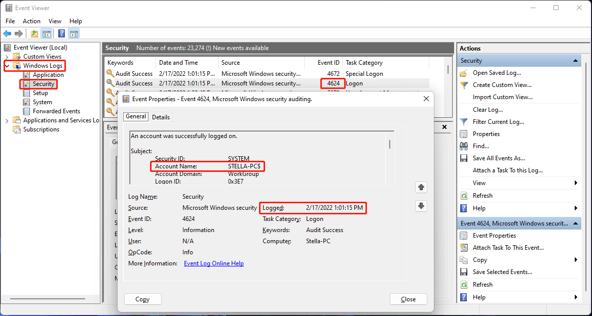 check who is logged into your PC and when
