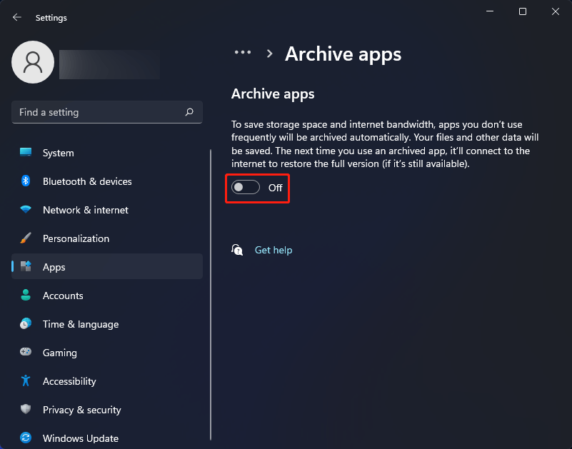 turn of Archive apps