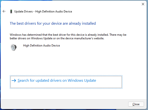 search for updated drivers on Windows Update