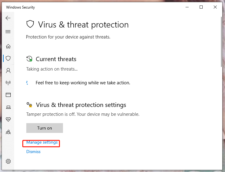 Click manage settings