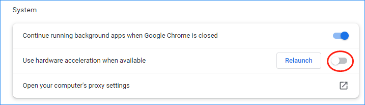 disable hardware acceleration