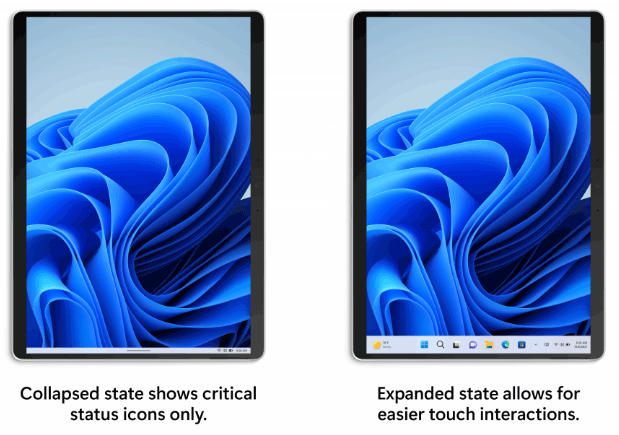 two states of the taskbar